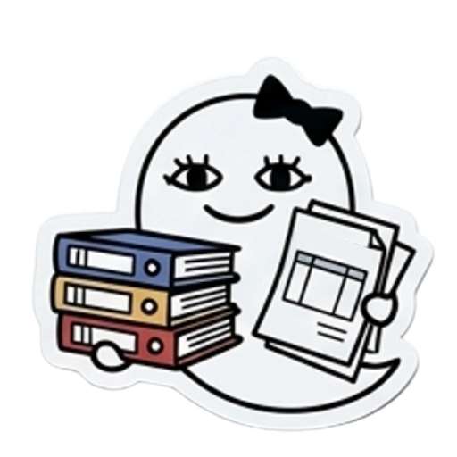 ファイルと書類を持ったゆいのイラスト